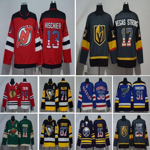 2018 USA Flag Hockey 19 Toews 29 Fleury 15 Eichel 59 Guentzel 13 Hischier 91 Tarasenko 36 Zuccarello 22 Niederreiter Jerseys