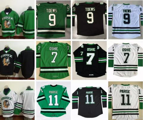 Cheap North Dakota Fighting Sioux Hockey Jerseys 9 Jonathan Toews 7 TJ Oshie 11 Zach Parise Fighting Sioux DAKOTA College Ice Jersey