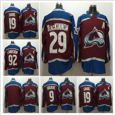 17-18 Colorado Avalanche Ice Hockey Mens 9 Matt Duchene 19 Joe Sakic 29 Nathan MacKinnon 92 Gabriel Landeskog Jerseys