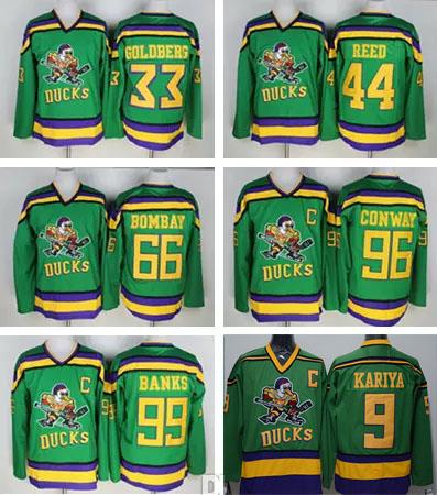 The Mighty Ducks Of Anaheim Movie Jersey 33 Greg Goldberg 66 Gordon Bombay 96 Charlie Conway 99 Adam Banks Hockey Jerseys