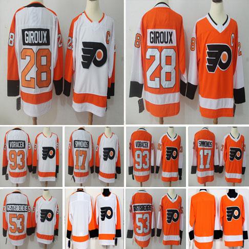 2018 Philadelphia Flyers Jersey Hockey 53 Shayne Gostisbehere 17 Wayne Simmonds 28 Claude Giroux 93 Jakub Voracek Stitched Jerseys