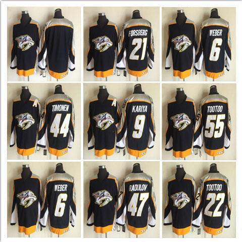 Nashville Predators 9 Paul Kariya 21 Peter Forsberg 22 Jordin Tootoo 44 Kimmo Timonen 47 Alexander Radulov 55 Tootoo Hockey Jersey