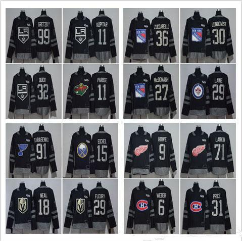 Newest 100th Ice Hockey 29 Patrik Laine 30 Henrik Lundqvist 31 Carey Price 32 Jonathan Quick 15 Jack Eichel Jerseys S-3XL