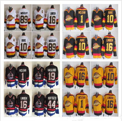 Vancouver Canucks Hockey 44 Todd Bertuzzi 10 Pavel Bure 16 Trevor Linden 89 Alexander Mogilny 1 Kirk Mclean Stitched CCM Jerseys