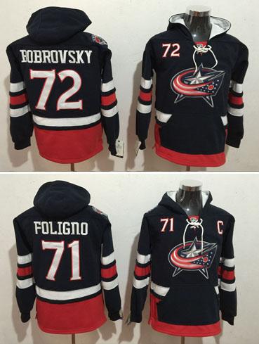 Free Shipping 2017 Columbus Blue Jackets Hockey Men 72 Sergei Bobrovsky 71 Nick Foligno Jersey Hoody Mix Order