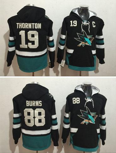 2017 New Style Brent Burns Hoody Hockey San Jose Sharks 88 Brent Burns 19 Joe Thornton Hoodies Jersey