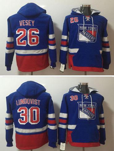 Top 2017 New York Rangers Winter Classic Hoody Jerseys 30 Henrik Lundqvist 26 Jimmy Vesey Hockey Blue Jersey