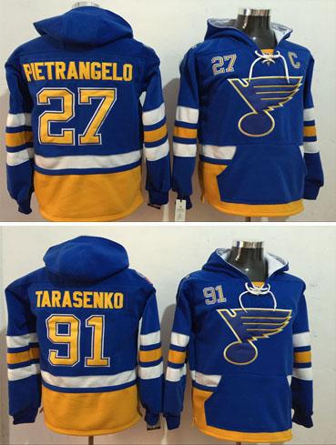 Hot Sale 2017 Winter St. Louis Blues Men's Hockey 91 Vladimir Tarasenko 27 Alex Pietrangelo Blue Hoodies Jersey