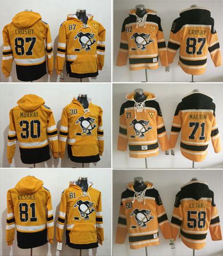 2017 Winter Newest Men Hockey Hoodies Jerseys 87 Sidney Crosby 71 Evgeni Malkin 81 Phil Kessel Stitched Hoody Gold