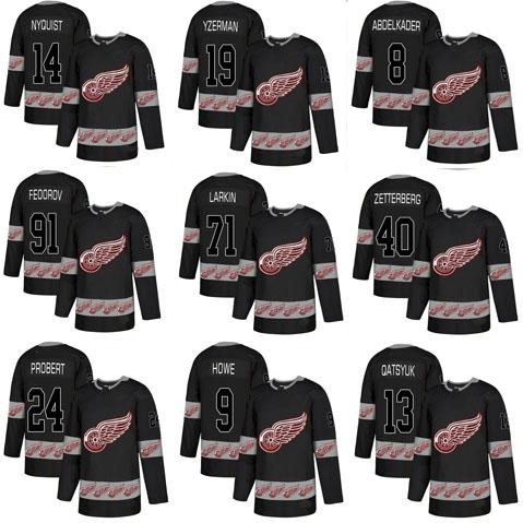 Detroit Red Wings Fashion Hockey 13 Datsyuk 8 Abdelkader 9 Howe 40 Zetterberg 19 Yzerman 71 Larkin 14 Nyquist 24 Probert Feoorov Jerseys