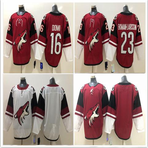 Wholesale Phoenix Arizona Coyotes Ice Stitched Mens 16 Max Domi Jersey 23 Oliver Ekman-Larsson Red White Blank Hockey Jerseys S-3XL