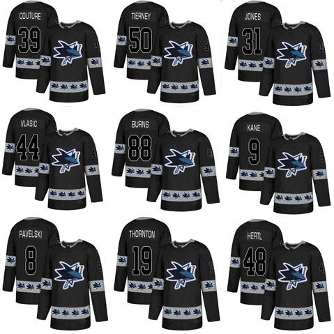 San Jose Sharks Fashion Hockey 8 Pavelski 19 Thornton 39 Couture 88 Burns 9 Evander Kane 48 Hertl 31 Jones 50 Tierney Jerseys