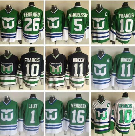 Hartford Whalers Hockey Mens 10 Ron Francis 1 Mike Liut 11 Kevin Dineen 16 Patrick Verbeek 26 Ray Ferraro Stitched Jerseys