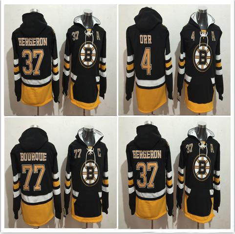 Top Sale 2017 Winter Boston Bruins Hockey 4 Bobby Orr 37 Patrice 77 Ray Bourque Hoodies Jersey