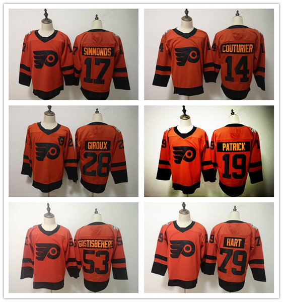 Men Philadelphia Flyers Ice Hockey Stadium Series Jersey 28 Giroux 17 Simmonds 53 Gostisbehere 14 Couturier 19 Patrick 79 Hart sweater