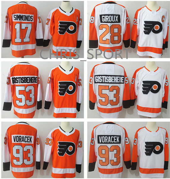 Philadelphia Flyers premier hockey jerseys #53 Shayne Gostisbehere 93 Jakub Voracek 17 Wayne Simmonds 28 Claude Giroux new style game wear