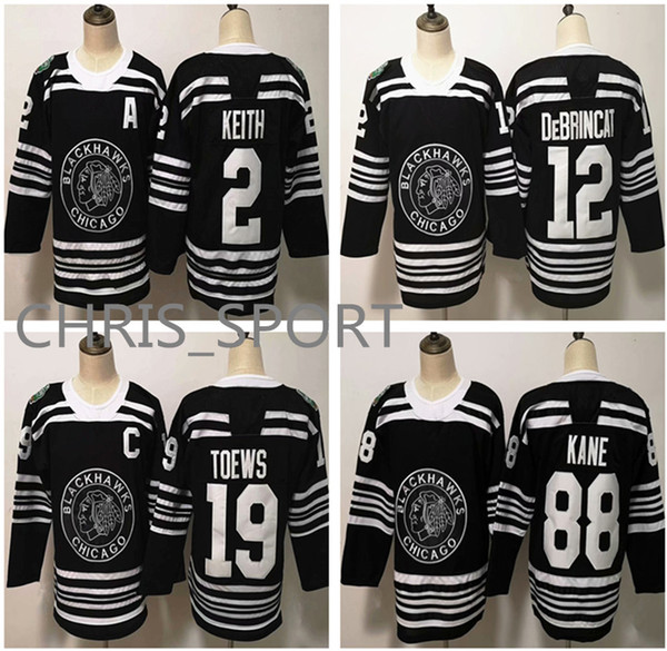 Chicago Blackhawks new premier hockey jerseys #2 Duncan Keith 12 Alex DeBrincat 19 Jonathan Toews 88 Patrick Kane classic black jerseys