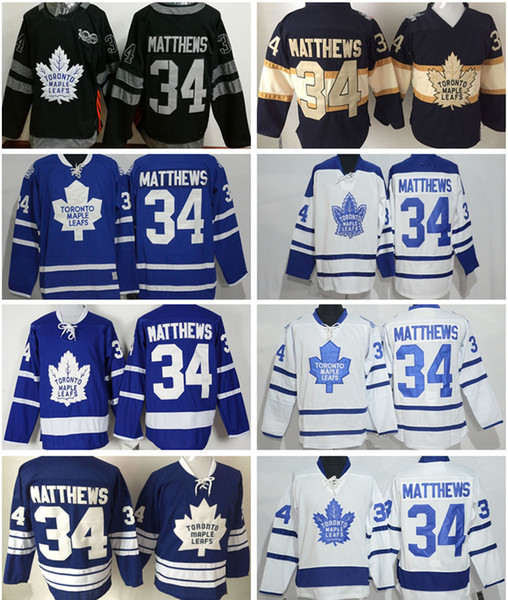 Toronto Maple Leafs hockey jersey 100th anniversary 34 Auston Matthews RB white blue retro shirt embroidered jerseys