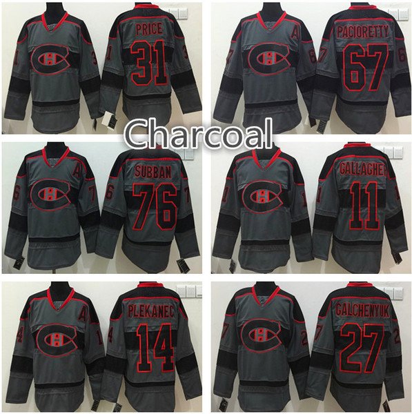 Montreal Canadiens Charcoal black hockey jersey #31 Carey Price 67 Max Pacioretty 11 Brendan Gallaghe classic retro embroidery jerseys