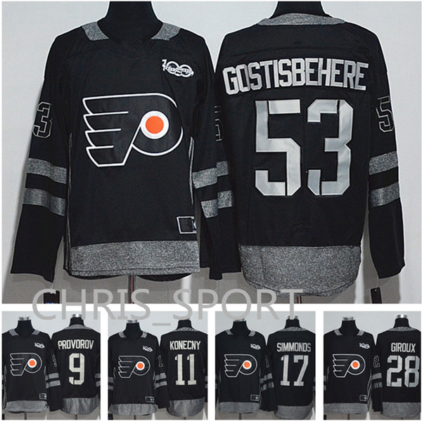 Philadelphia Flyers 100th Anniversary jersey #53 Shayne Gostisbehere 28 Claude Giroux 17 Wayne Simmonds 9 Ivan Provorov 11 Travis Konecny