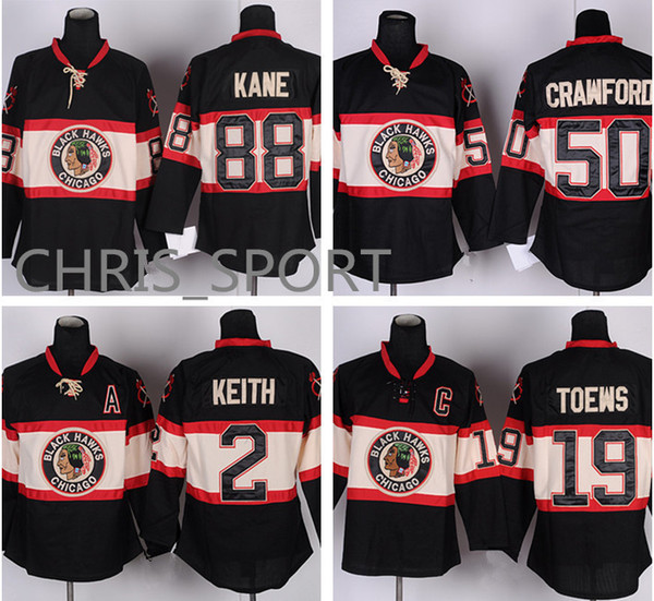 Chicago Blackhawks classic black ice Hockey jerseys #2 Duncan Keith 19 Jonathan Toews 88 Patrick Kane 50 Corey Crawford 10 patrick sharp