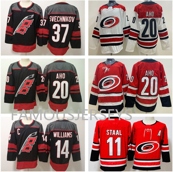 Carolina Hurricanes hockey jerseys #11 Jord a
10000
n Staal 14 Justin Williams 20 Sebastian Aho 37 Andrei Svechnikov pro home away player uniform