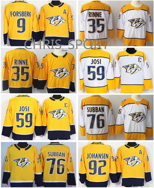 Nashville Predators new premier hockey jerseys #9 Filip Forsberg 76 P.K. Subban 92 Ryan Johansen 35 Pekka Rinne 59 Roman Josi 12 Mike Fisher