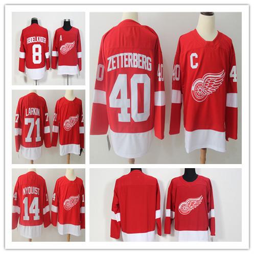 Detroit Red Wings Jerseys Hockey White Red 40 Henrik Zetterberg 8 Justin Abdelkader 71 Dylan Larkin 14 Gustav Nyquisi Sergei Fedorov