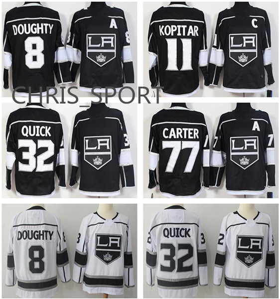 Los Angeles Kings premier hockey jerseys #8 Drew Doughty 11 Anze Kopitar 32 Jonathan Quick 77 Jeff Carter 99 Wayne Gretzky game uniform