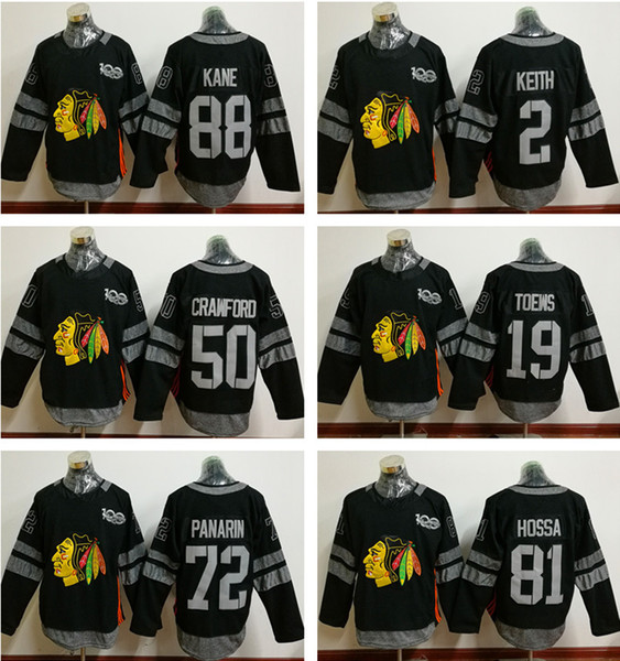 Chicago Blackhawks 100th hockey jerseys #2 Duncan Keith 19 Jonathan Toews 88 Patrick Kane 50 Corey Crawford 81 Marian Hossa 72 Panarin