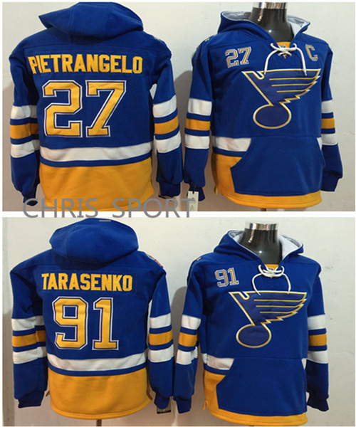 St.Louis Blues premier hockey hoodies #91 Vladimir Tarasenko 27 Alex Pietrangelo player hoody blue outdoor wear