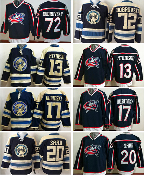 Newest Columbus blue jackets premier hockey jersey #72 Sergei Bobrovsky 20 Brandon Saad 13 Cam Atkinson 71 Nick Foligno classic star jersey