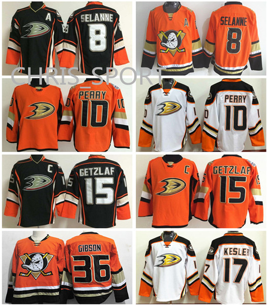 Anaheim Ducks premier hockey jerseys #8 Teemu Selanne 15 Ryan Getzlaf 17 Ryan Kesler 10 Corey Perry 36 John Gibson custom game jersey