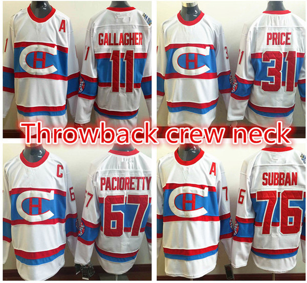 Montreal Canadiens classic hockey jerseys crew neck jersey #11 Brendan Gallagher 67 Max Pacioretty 31 Carey Price 27 Alex Galchenyuk