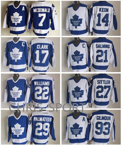 Toronto Maple Leafs CCM hockey jerseys 7 Lanny McDonald 14 Dave Keon 17 Wendel Clark 21 Borje Salming 22 Tiger Williams 93 Doug Gilmour