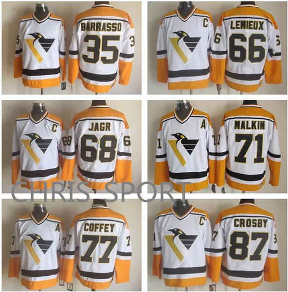 Penguins yellow shoulder CCM hockey jerseys #87 Sidney Crosby 71 Evgeni Malkin 35 Barrasso 66 Mario Lemieux 68 Jaromir Jagr 77 Paul Coffey