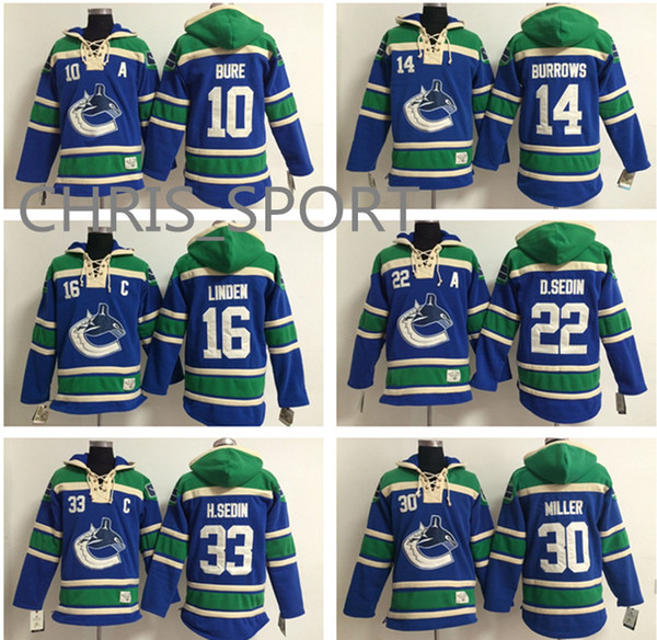 Vancouver Canucks hockey hoodies #10 Pavel Bure 16 Trevor Linden 22 Daniel Sedin 33 Henrik Sedin classic outdoor wear