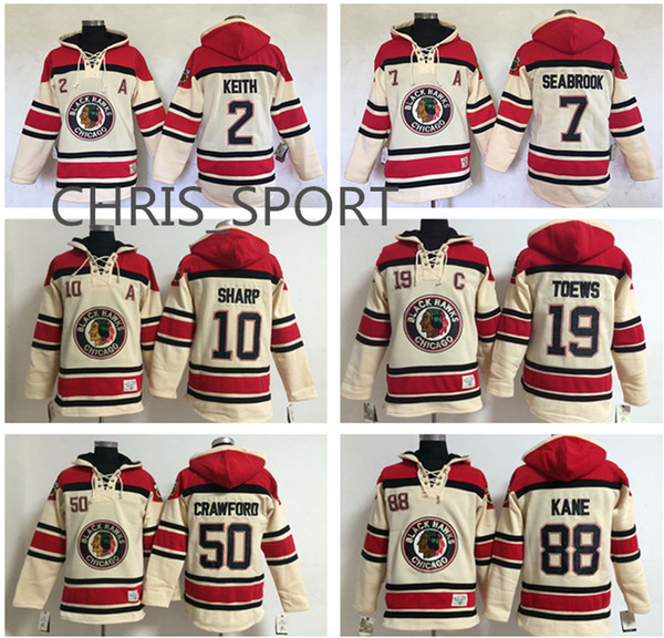 Chicago Blackhawks classic black ice jerseys Hockey hoodies #2 Duncan Keith 19 Jonathan Toews 88 Patrick Kane 50 Corey Crawford