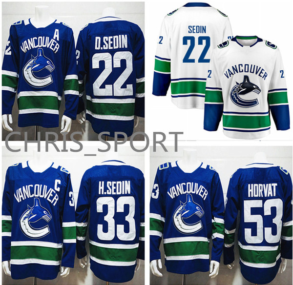 Vancouver Canucks premier hockey jerseys #22 Daniel Sedin 33 Henrik Sedin 53 Bo Horvat classic game uniform