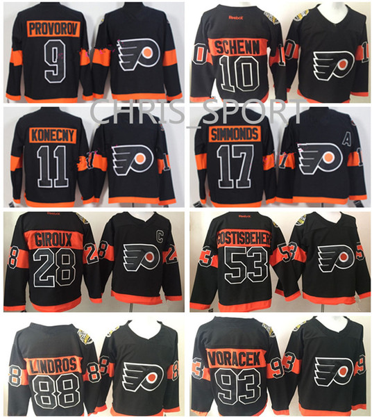 Philadelphia Flyers hockey jersey stadium series 53 Shayne Gostisbehere 93 Jakub Voracek 28 Claude Giroux 9 Ivan Provorov 88 Eric Lindros