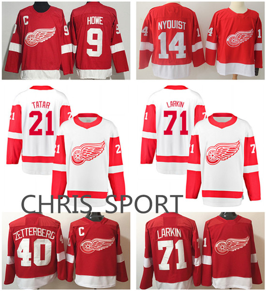 Detroit Red Wings premier hockey jerseys #71 Dylan Larkin 40 Henrik Zetterberg 9 Gordie Howe 14 Gustav Nyquist 21 Tomas Tatar player wear