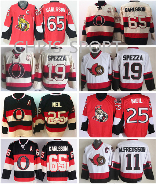 Ottawa Senators premier hockey jersey 65 Erik Karlsson 19 Jason Spezza 25 Chris Neil 11 Daniel Alfredsson red/white/black embroidery jerseys