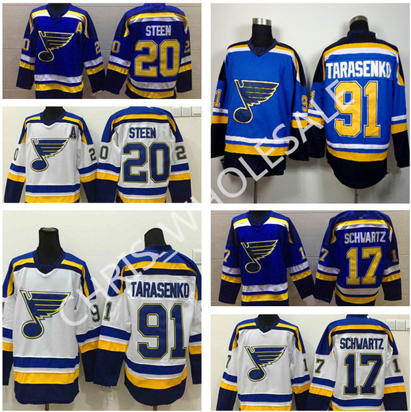 St.Louis Blues premier hockey jersey #20 Alexander Steen 91 Vladimir Tarasenko 27 Alex Pietrangelo 17 Jaden Schwartz classic blue jersey