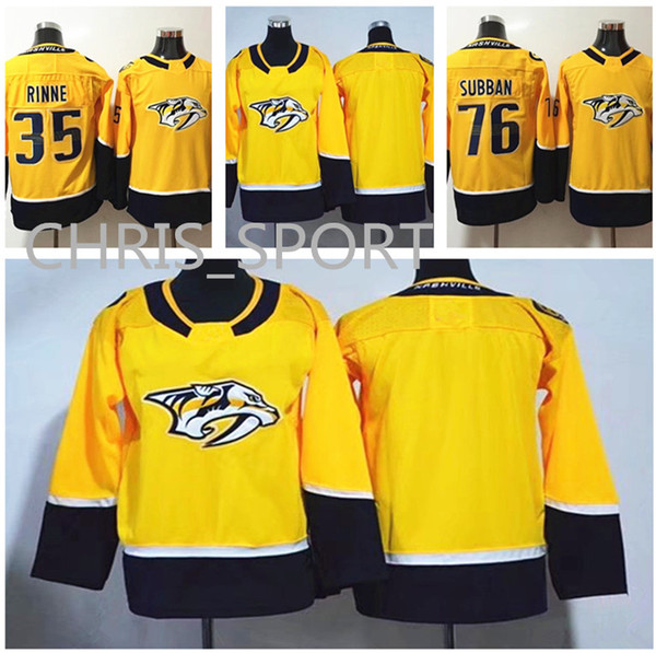 Nashville Predators Youth hockey jerseys #76 P.K. Subban 35 Pekka Rinne yellow child player wear kids ice Hockey jerseys