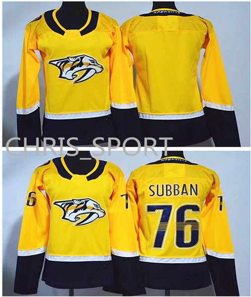 Nashville Predators new premier ladies hockey jerseys #76 P.K. Subban yellow women's player uniform