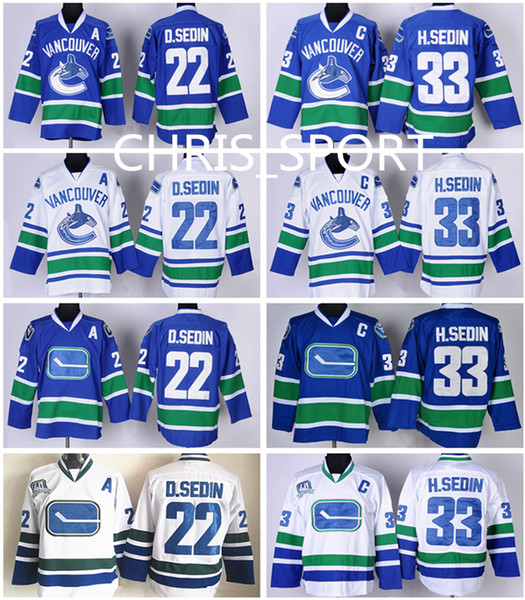 Vancouver Canucks premier hockey jerseys #22 Daniel Sedin 33 Henrik Sedin 23 Alexander Edler 14 Burrows 5 Luca Sbisa classic uniform