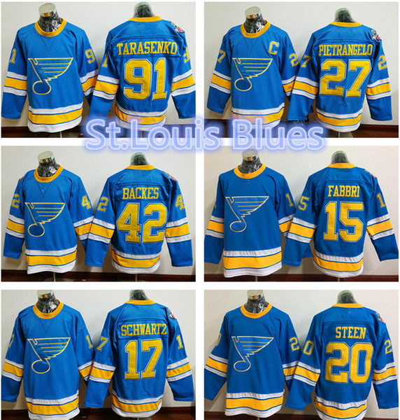 St.Louis Blues premier hockey jerseys 20 Alexander Steen 15 Robby Fabbri 17 Schwartz 91 Vladimir Tarasenko 27 Alex Pietrangelo 34 Jake Allen