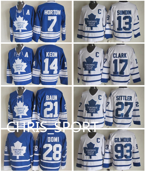 Toronto Maple Leafs throwback hockey jerseys 7 Tim Horton 13 Mats Sundin 14 Dave Keon 17 Wendel Clark 21 Bobby Baun 93 Doug Gilmour