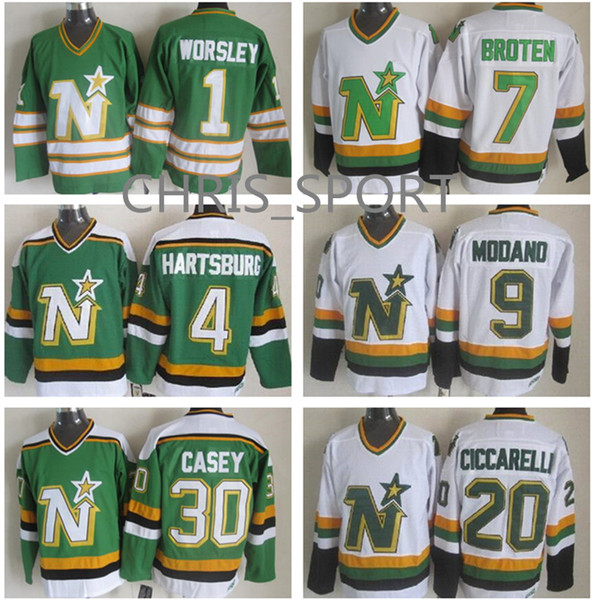 Minnesota North Stars CCM hockey jerseys #4 Craig Hartsburg 7 Neal Broten 9 Mike Modano 20 Dino Ciccarelli 23 Brian Bellows 30 Jon Casey