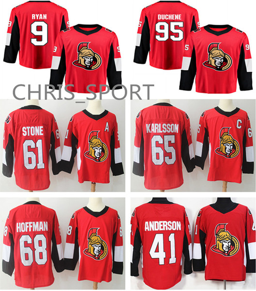 Ottawa Senators premier hockey jerseys #65 Erik Karlsson 61 Mark Stone 68 Mike Hoffman 41 Craig Anderson 9 Bobby Ryan 95 Matt Duchene